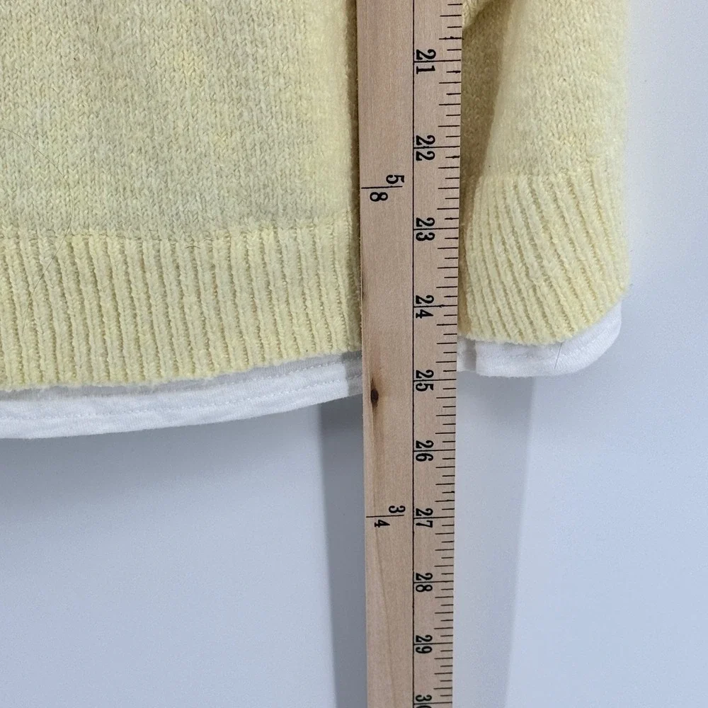 Design History Womens Yellow Layered Short Sleeve Knit Sweater Size L Cotton Mix